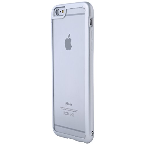 Ultratec Funda protectora híbrida para smartphone / carcasa con borde de TPU de color para iPhone 6 Plus y 6s Plus, con funda con cremallera, transparente/plata Cover
