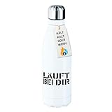 Huuraa Edelstahl-Trinkflasche Läuft bei dir Jugendwort Geschenk 500ml White Edelstahl Läuft bei dir Präsent