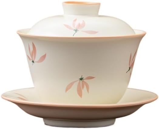 GSOUL Kungfu Tea cup Simple Ceramic Sancai Cover Bowl Tea Cup Single Household Kung Fu Set With Lid Anti-scald Small Teacups Small Tea Cups