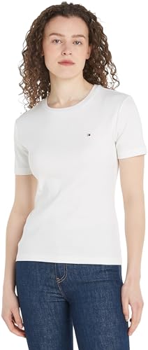 T-Shirt Corta da Donna a Maniche Corte con Collo a Lupetto Slim Bianco Ecru XL