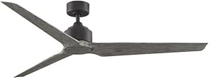 Fanimation TriAire Custom 3 Blade Ceiling Fan 16.42 Inch X 64 Inch Wide with Matte Greige Finish and Weathered Wood Blades