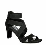 XAPPEAL Elline - Women's Zip-Up Elastic Ankle Strap Heel Open Toe Dress Sandal Black, Size 5.0 Mediu