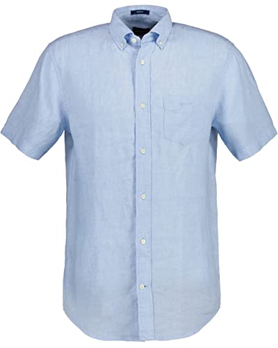 Image of GANT Short Sleeve Linen Shirt Capri Blue L, Capri blue