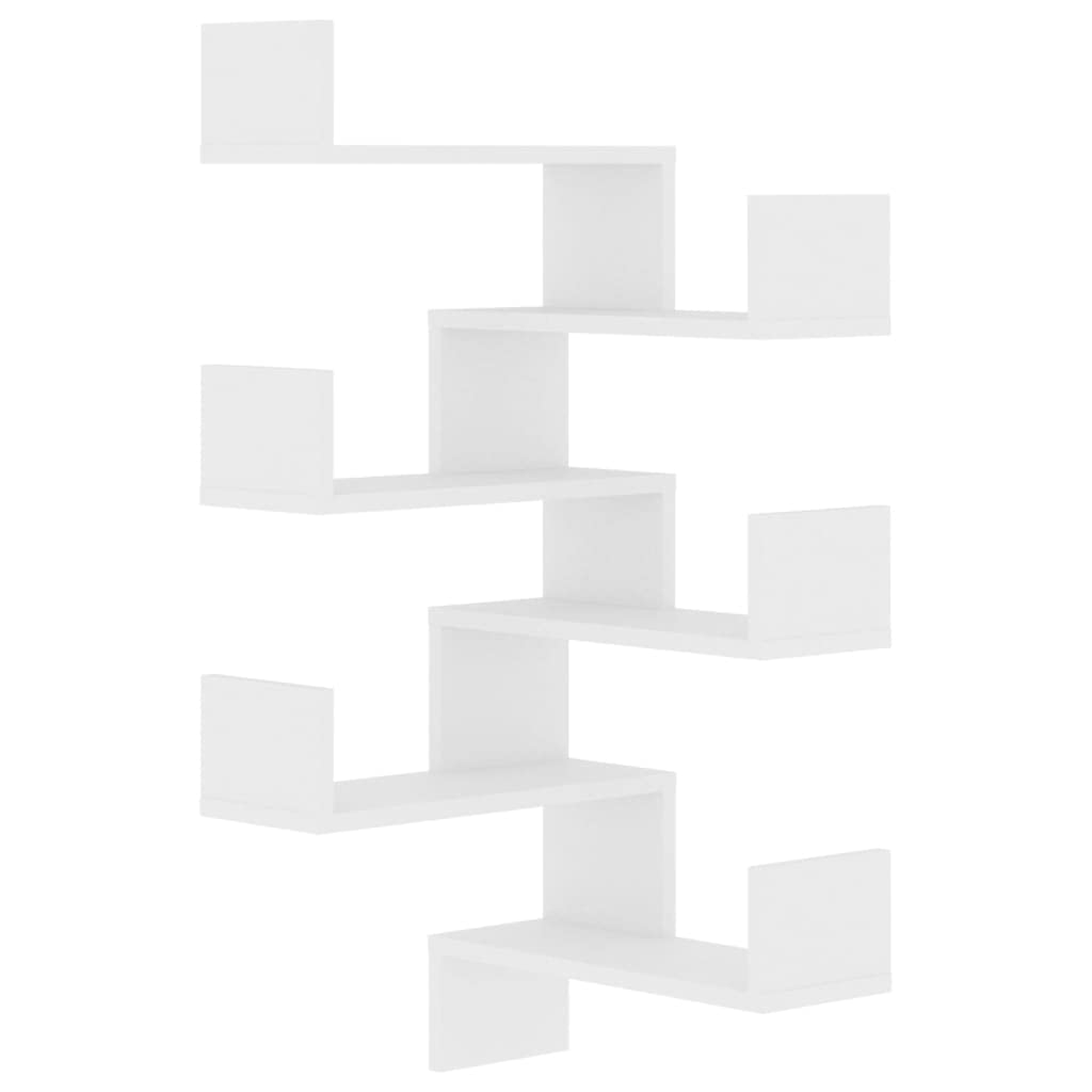 vidaXL Scandinavian Style Wall Corner Shelf 2 Pieces - White 40x40x50 cm Durable Engineered Wood Construction for Living Room, Bedroom, or Kitchen Display