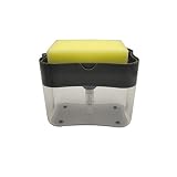 El porta esponjas está integrado en la parte superior del dispensador para reducir el desorden del fregadero. Si limpia el recipiente y necesita más jabón, simplemente bombee de nuevo. No más paradas para agarrar la botella de jabón.