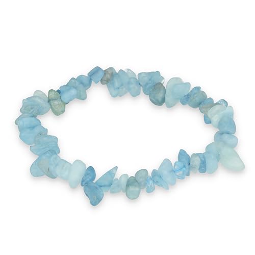 Lebensquelle Plus Aquamarin Splitterarmband | Handgefertigtes Elastisches Stretch Splitter Armband | Echter natürlicher Edelstein (Aquamarin)