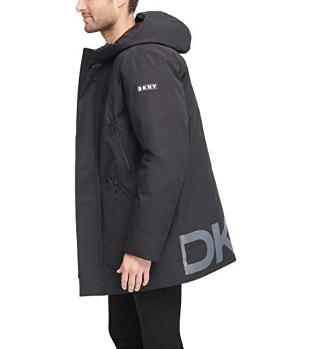 Image of DKNY Men's Water Resistant Hooded Logo Parka Jacket