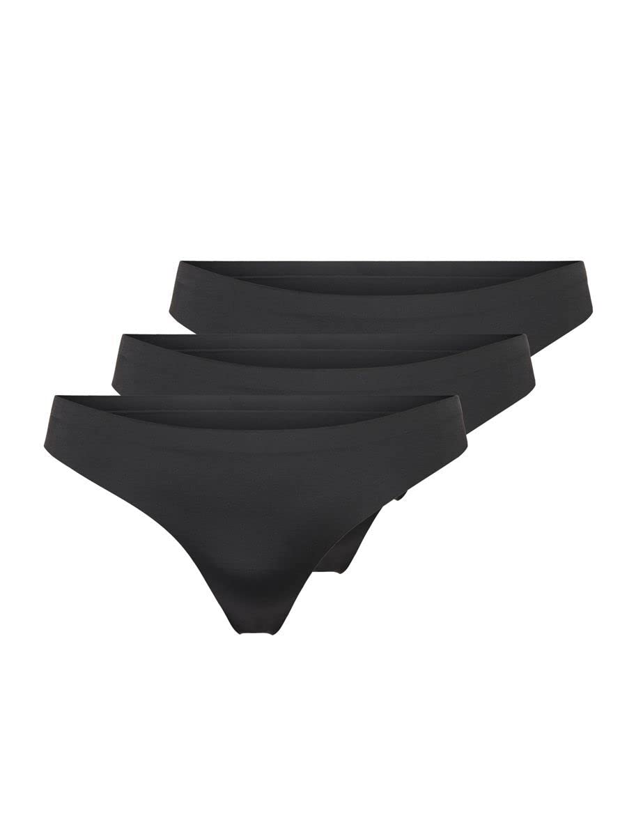 ONLY Women's Thongs, Black/Pack:Black+Black+Black, L