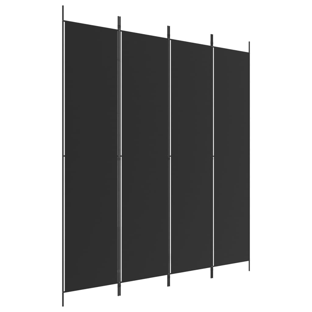 vidaXL Cloison de séparation 4 Panneaux Noir 200x220 cm Tissu