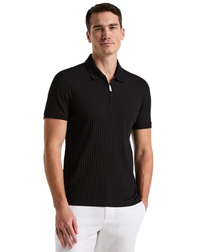 Perry Ellis Men's Quarter Zip Ribbed Polo