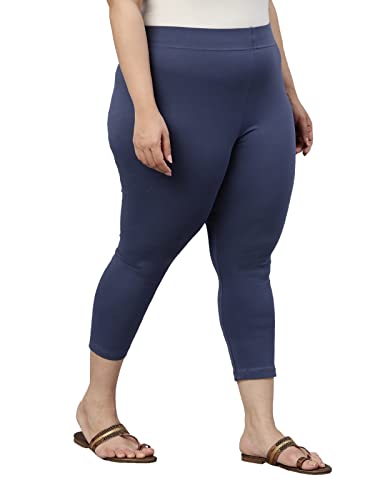 Image of GO COLORS Soft Cotton Stretch Cropped Leggings for Women | Breathable, Mid Rise