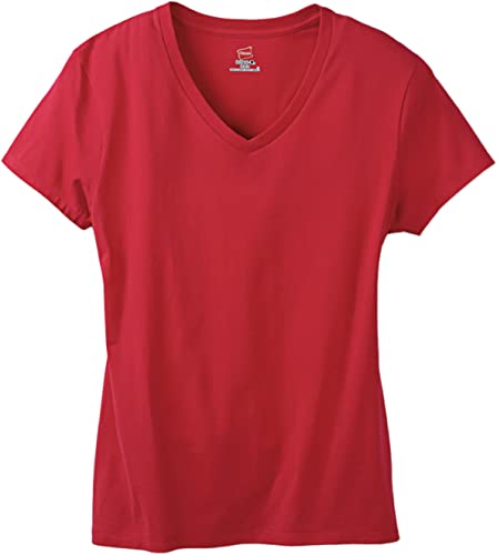 Hanes Womens Nano Premium Cotton V-Neck Tee Fashion T Shirts, Deep Red, Large Us #TOP6