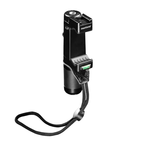 Mantona Support pour Smartphone Movie Maker - Professionnel et Confortable - avec Pince - Poignée en Aluminium - pour Smartphone et iPhone de 55 à 94 mm de Large - 3 x 1/4' et Griffe de Flash