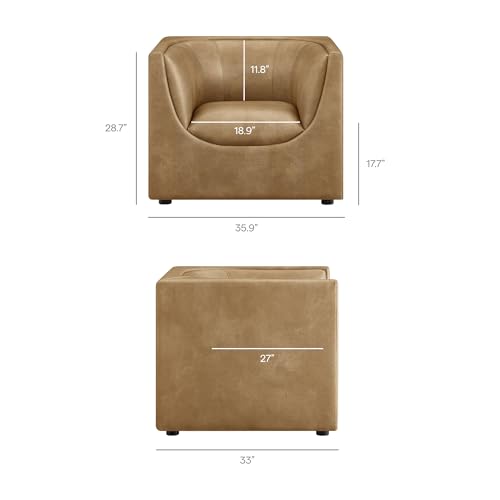 Sillón Curvo Moderno Piel Vegana Beige miniatura 3