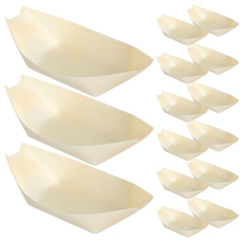 Platos de sushi de madera en forma de barco 5 pulgadas 250 unidades miniatura 1