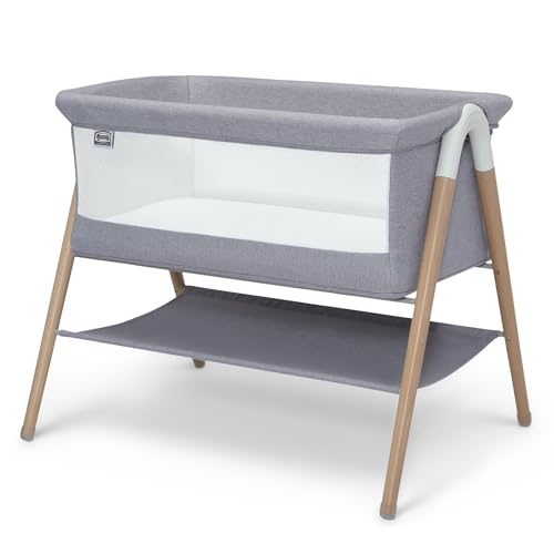 Simmons Kids Koi by The Bed Bassinet with Breathable Mesh and Natural Beechwood Legs, Dove Grey - image 7
