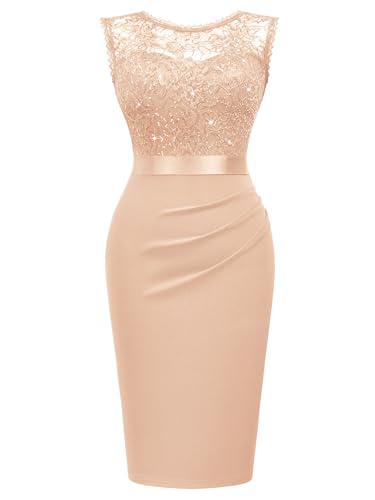 Miusol Women's Retro Scoop Neck Sequin Floral Lace Cocktail Ruffle Slim Fit Mini Dress3