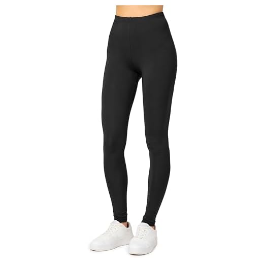 Merry Style Leggings Lunghi Pantaloni Donna MS10-143 (Nero, L)