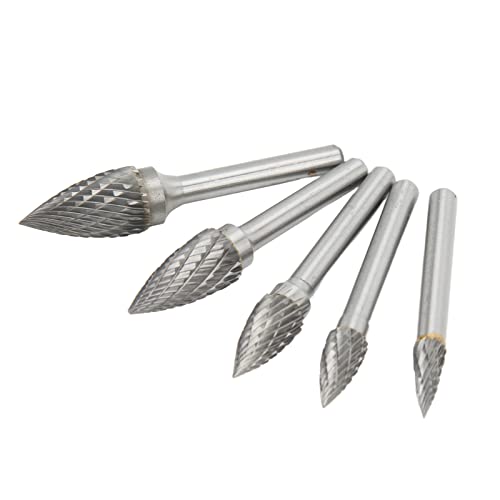 Set de 5 fresas rotativas de carburo doble corte miniatura 7