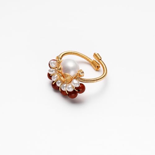 Bague plaqué or opéra de Beijing et perle d'eau douce fine - 3