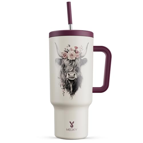 Meoky 40 oz Tumbler with Handle and Straw...