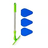 Floor Scrub Brush with Long Handle，2 in 1 Cleaning Brush Tub and Tile Scrubber Brush Sponge with...