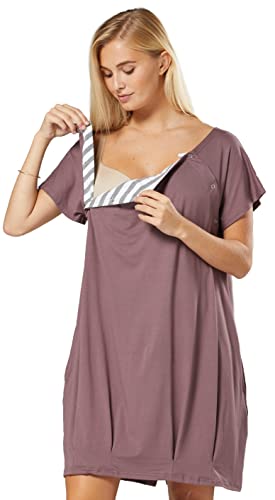 Chelsea Clark Femme Maternité Chemise de Nuit d'allaitement multifonctionnelle (Cappuccino, M) Cover