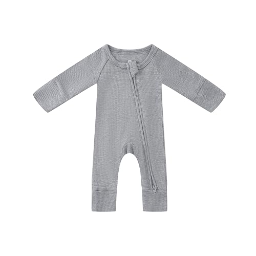 The Little Hero Preemie Baby Romper Lightweight Breathable Neutral (Ribbed Heather Grey Preemie Bb (3-5lbs))