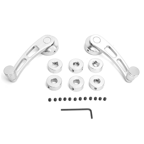 Image of 2PCS Universal Window Crank Handle Replacement, Silver Alloy Window Winder Riser for Classic Car & Truck, Includes Installation Tools & Hardware