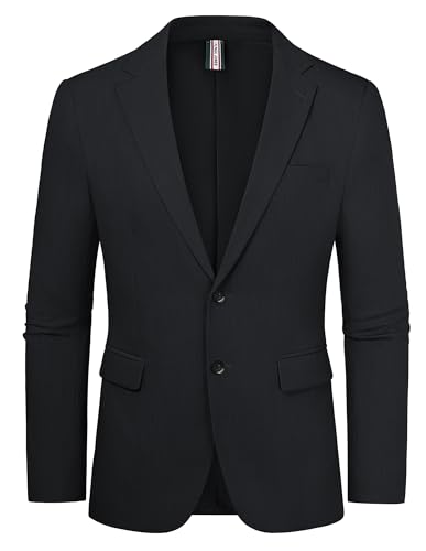 PJ PAUL JONES Sakko Herren Sportlich 2 Knöpfe Sommer Sakko Regular Fit Businnes Blazer Schwarz L