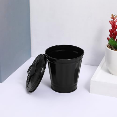Image of MAGICLULU Small Trash can with Lid 4.33 Inch Compact Tabletop Waste Bin Mini Garbage Container for Home Office Bedroom and Flower Pot Holder