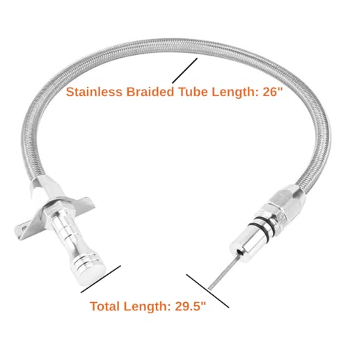 Firewall Mount Flexible Braided Transmission Dipstick Stainless Steel Tube Compatible for GM 4l80e 4l60e Chevy SBC BBC Th350 Th400 Turbo 700R4