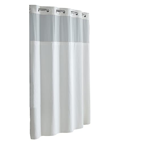 Hookless Dobby Pique Mystery Shower Curtain with Peva Liner, 71x74, White Color