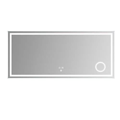 Miroir de dressage rectangulaire avec lumières LED et variateur tactile pour salle de bain