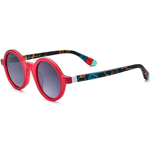 Image of HEPIDEM Matte Acetate Vintage Retro Round Polarized Sunglasses for Women 9270T
