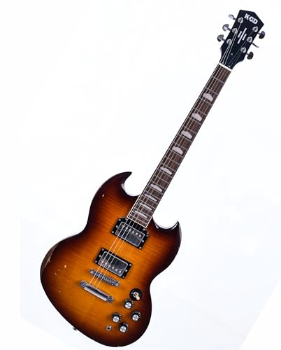 KGD Relic Electric Guitar,Solid Body Electric Guitar With Mahogany Body and Neck,Rosewood Fingerboard,Bone Nut,SG style 6-String Guitar,Professional/Electric Guitars for Adults