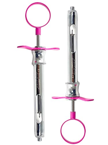 Set of 2 Dental Anesthetic Syringe 1.8mL Self-Aspirating with One Finger Ring Color Handle & Arrow Point Plunger | German Stainless Steel Premium Dental Instruments (Set of 2 - 1.8mL - Pink)