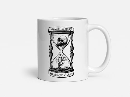 Taza cerámica Memento Mori 15 oz blanco y rojo miniatura 5