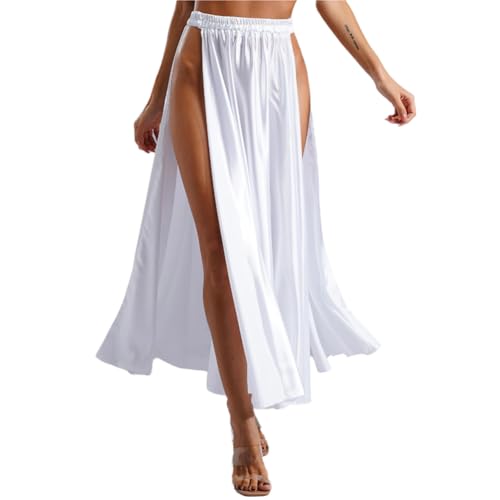 Belly Dance Wrap Skirt with Double Slits & Flowy Hem -...
