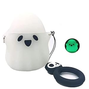 PUSHY.D AirPods Cover Leuke Doorschijnende Gloeiende Ghost Shockproof Beschermende Siliconen Cover Mode Grappige Unieke Grappige Hoofdtelefoon Case Compatibel met AirPods 1 & 2 (Glow)