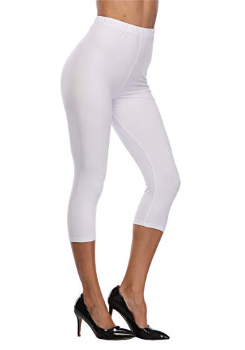 Image of VOGUEMAX Women's Capri Leggings High Waist Soft Cropped Leggings Tights 3 /4 Length Leggings