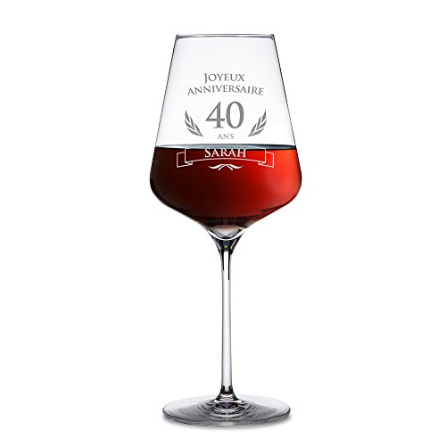 AMAVEL Verre à Vin Rouge Gravure Personnalisée Âge et Nom, Joyeux Anniversaire, Volume : 500 ML