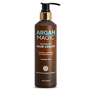 Argan Magic Nourishing Hair Cream – Hydrates, Conditions, and Eliminates Frizz for All Hair Types | Seals in Shine | Made in USA, Paraben Free, Cruelty Free (8.5 oz)