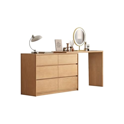 YESWOOD Coiffeuse en Bois de Chêne Massif, Commode 6 Tiroirs, Meuble de Rangement Côte à Côte ou en L pour Salon, Chambre, Couloir, 231 x 40 x 78,8 cm,...
