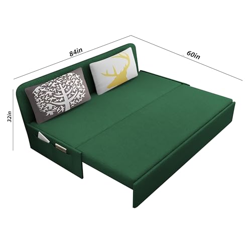 Image of Divano 3 Seater Sofa Cum Bed for Living Room (Green) Premium Fabric Sofa