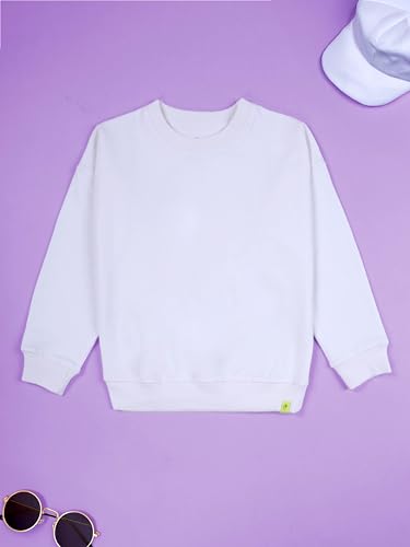 Image of KiddoPanti Boys Solid Round Neck Full Sleeve Fleece Sweatshirt | 60% Cotton 40% Polyester | Soft Warm Winter Pullover | Ribbed Cuffs & Hem | Casual Winter Sweatshirt for Kids