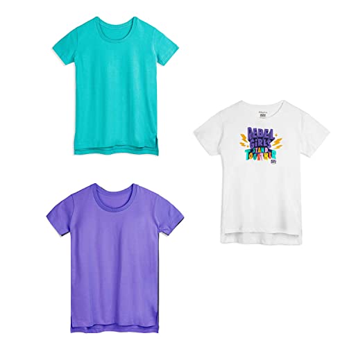 Image of Mightly Girls' Scooped Neck Short Sleeve T Shirts | 100% Organic Cotton, Colorful Casual Stylish Clothes