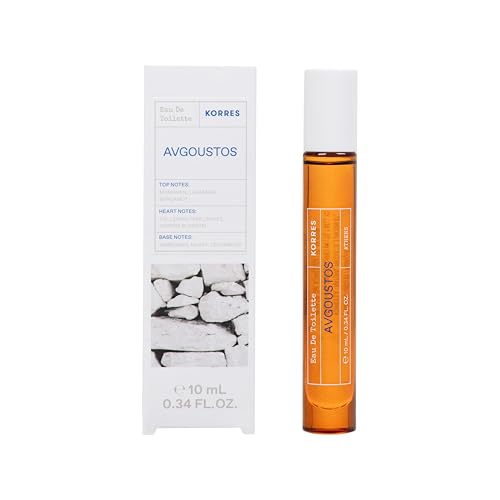 KORRES AVGOUSTOS Eau de Toilette para hombre y mujer en práctico tamaño de viaje, unisex, aroma afrutado y cítrico veraniego, vegano, 10 ml