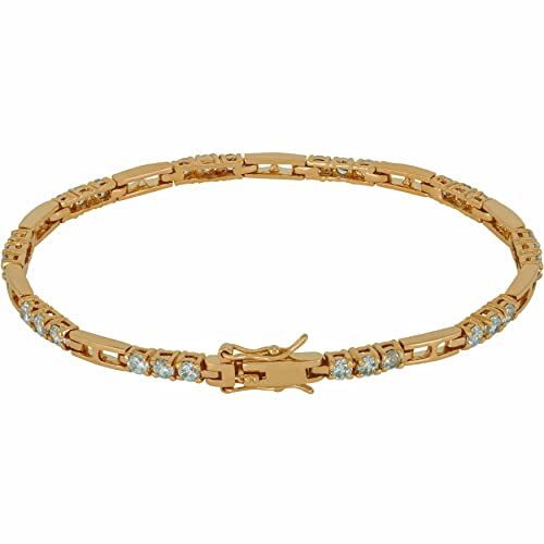 Lifetime Jewelry 24K Gold Plated 3.5Mm White Triple Cubic Zirconia Diamond Classic Tennis Bracelet For Women | Gold Bracelets For Women | Size 7-8 Inch (7) #TOP5