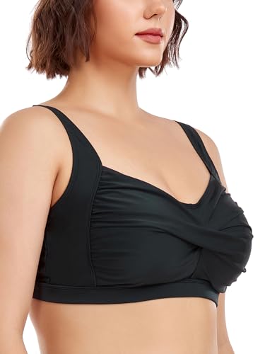Ocean Blues Women's Plus Size Bikini Top Twist Front Molded Bathing Suit Top4